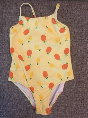 Zara Yellow One-Piece Swimsuit with Orange & Lemon Print